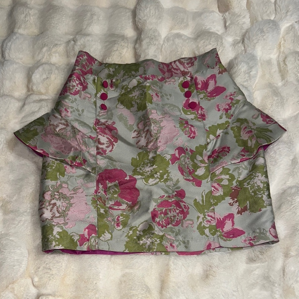 Floral Skirt with Pink and Green Accents